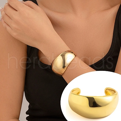 Alloy Cuff Bangles for Women BJEW-V002-01G-1
