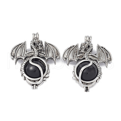 Natural Obsidian Pendants G-P491-02AS-05-1