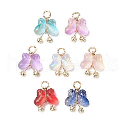 Transparent Baking Paint Glass Pendants PALLOY-JF03616-1