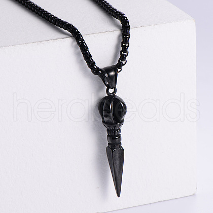Retro Punk Hip-hop Stainless Steel Dagger Shaped Pendant Necklaces for Men TQ1565-3-1