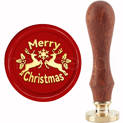 Brass Wax Seal Stamp with Handle AJEW-WH0184-0645-1
