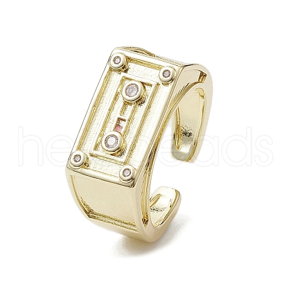 Brass with Cubic Zirconia Adjustable Rings RJEW-K257-59G-1