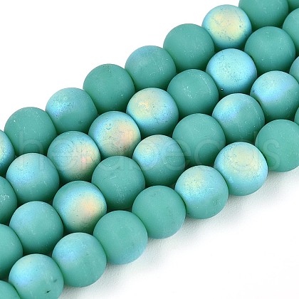 Frosted Opaque Glass Beads Strands GLAA-T032-P6mm-MBB12A-1