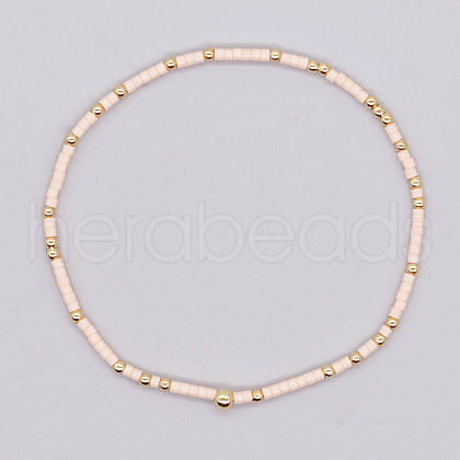 Bohemian Style Rainbow Glass & Brass Beaded Handmade Fashion Women's Bracelet QD2599-10-1