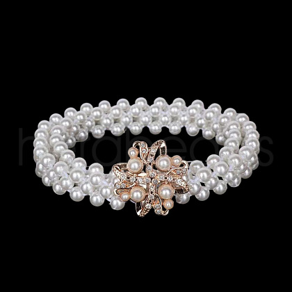 Alloy Crystal Rhinestone & Plastic Imitation Pearl Beaded Waist Belly Chains for Women FS-WG4F3BE-04-1