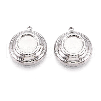304 Stainless Steel Pendant Cabochon Settings STAS-T065-84P-1