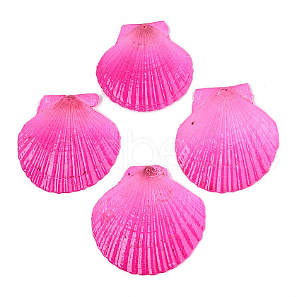 Spray Painted Natural Scallop Shell Big Pendants SSHEL-T017-14A-1