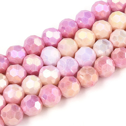 Electroplate Glass Beads Strands EGLA-T021-8mm-15-04-1