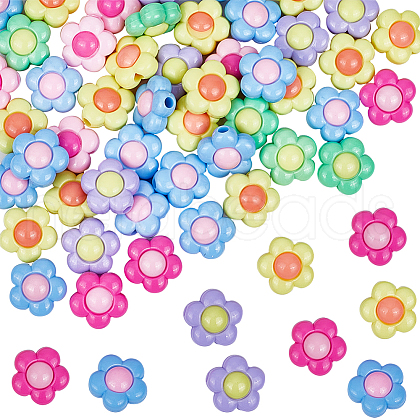 SOFPLATE 60Pcs Two Tone Opaque Acrylic Beads SACR-SP0001-07-1