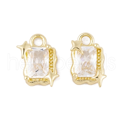 Brass Micro Pave Clear Cubic Zirconia Pendants KK-L212-02G-1