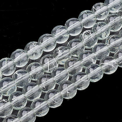 Drawbench Transparent Glass Round Beads Strands X-GLAD-Q012-8mm-04-1