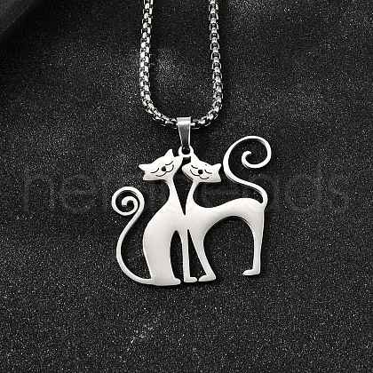 304 Stainless Steel Pendant Necklaces NJEW-P329-02P-1