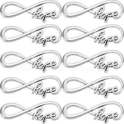 SUNNYCLUE 50Pcs Tibetan Style Alloy Infinity with Word Hope Connector Charms TIBE-SC0004-59-1