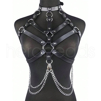 Black PU Leather Chest Harness Belts FS-WG16471-01-1