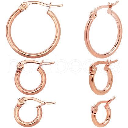 SOFPLATE 3 Styles 201 Stainless Steel Hoop Earrings EJEW-SP0001-04-1
