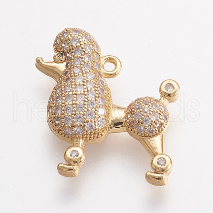 Brass Micro Pave Cubic Zirconia Puppy Pendants ZIRC-G123-52G-1