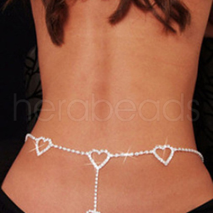 Heart Alloy Rhinestone Claw Waist Chains WGD34CE-14-1