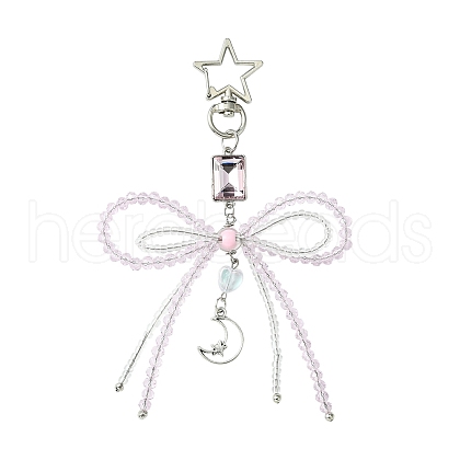Alloy Glass Chip Pendant Decoration HJEW-FZ00039-1