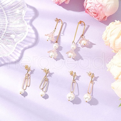 3 Pairs 304 Stainless Steel Glass Dangle Stud Earrings EJEW-JE06481-1