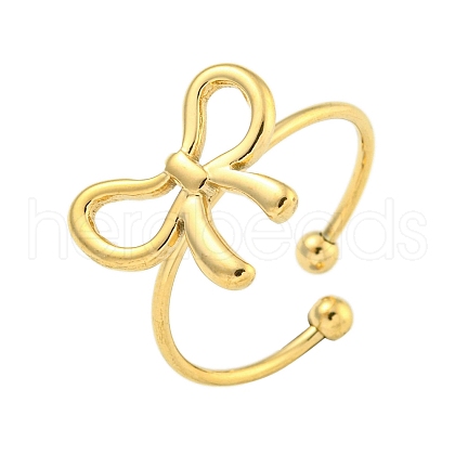 Ion Plating(IP) 304 Stainless Steel Open Cuff Rings for Women RJEW-S409-01G-02-1