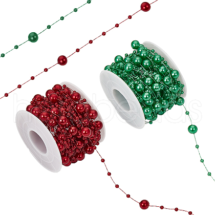 SUNNYCLUE 20M 2 Colors Plastic Round Beaded Link Chains DIY-SC0024-97B-1