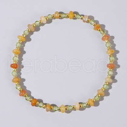 Beach Vacation Style Natuarl Prehnite & Red Aventurine Jade Beaded Stretch Bracelet Women RO9590-3-1