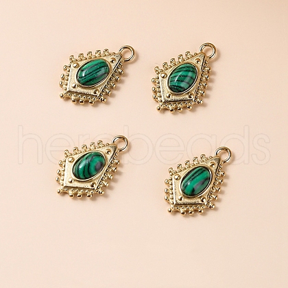 Alloy Synthetic Malachite Pendants PW-WG09F47-05-1
