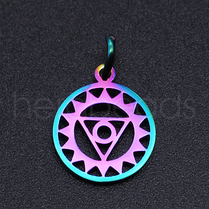 Chakra Theme Ion Plating(IP) 201 Stainless Steel Charms STAS-T054-JN403Q-5-1