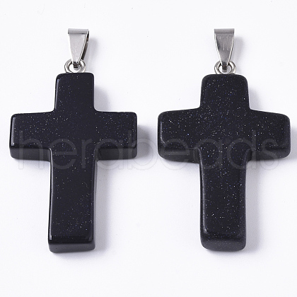 Synthetic Blue Goldstone Pendants G-Q512-012-1