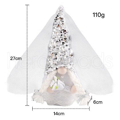 Valentine's Day Cloth Bride Gnome Dolls Figurines Display Decorations PW-WG71484-02-1