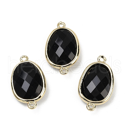 Natural Obsidian Faceted Connector Charms G-K347-11G-16-1