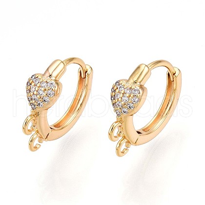 Brass Micro Pave Cubic Zirconia Hoop Earring Finding KK-N261-45G-1