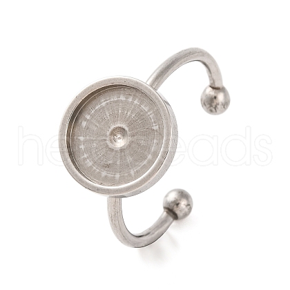Non-Tarnish 304 Stainless Steel Open Cuff Ring Components X-STAS-S134-01P-04-1
