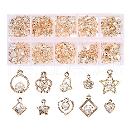 100Pcs 10 Style Rack Plating Eco-Friendly Iron Charms IFIN-YW0001-30-1