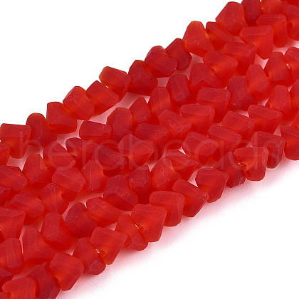 Frosted Transparent Glass Beads Strands GLAA-N016-4mm-08-1