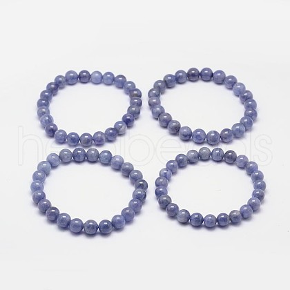 Round Natural Tanzanite Stretch Bracelets BJEW-M159-12-1