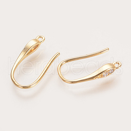 Brass Cubic Zirconia Earring Hooks X-KK-S336-41G-1