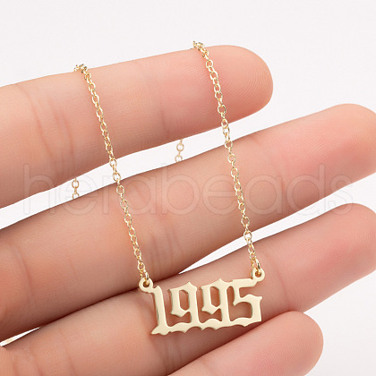 1995 Birth Year Number 201 Stainless Steel Pendant Cable Chain Necklaces FS-WGB5F08-18-1
