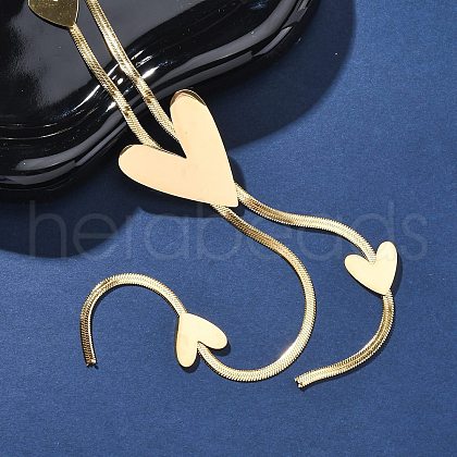 304 Stainless Steel Heart Y Necklaces NJEW-R026-30G-1