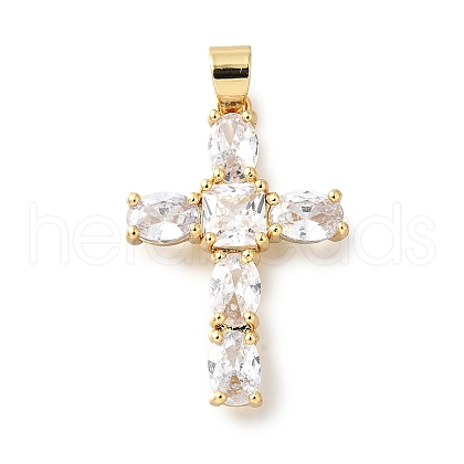 Brass Cubic Zirconia Pendant ZIRC-C021-33G-1