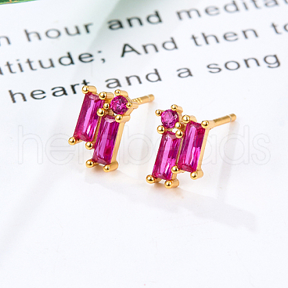 Cubic Zirconia Rectangle Stud Earrings GZ2843-7-1