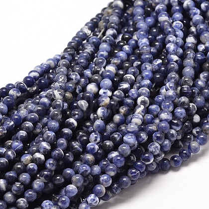 Natural Sodalite Round Bead Strands X-G-P072-27-4mm-1