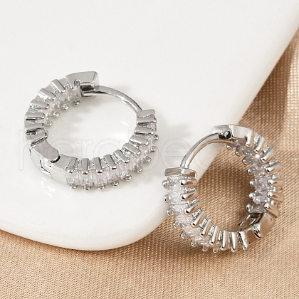 Brass Micro Pave Cubic Zirconia Hoop Earrings EJEW-M082-11P-1
