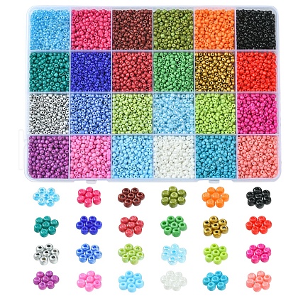 288G 24 Colors 8/0 Baking Paint Glass Seed Beads SEED-FS0001-10-1