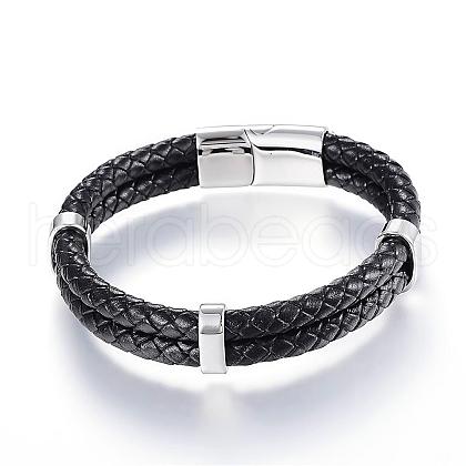 Braided Leather Cord Mkulti-strand Bracelets BJEW-K141-13-1