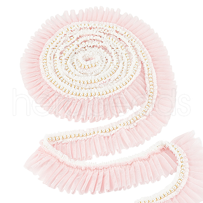 4 Yards Polyester Pleated Lace Trim OCOR-WH0085-42B-1