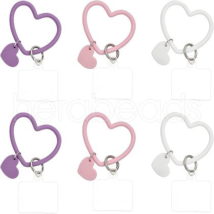 CHGCRAFT 6Pcs 3 Colors Silicone Heart Loop Phone Lanyard KEYC-CA0001-29-1