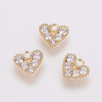 Brass Micro Pave Cubic Zirconia Charms X-ZIRC-F081-12G-1