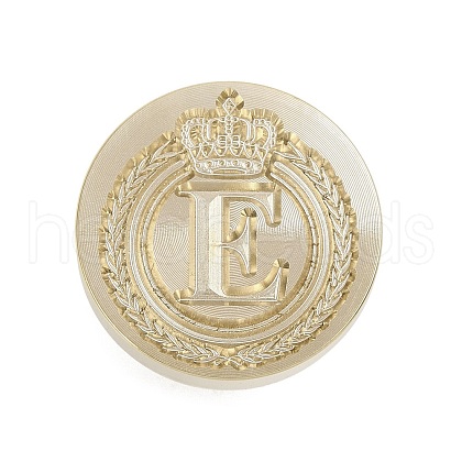 Golden Tone Crown Initial Wax Seal Brass Stamp Heads AJEW-A065-01E-1