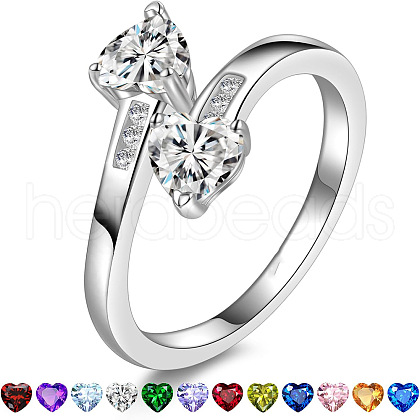 Heart 304 Stainless Steel with Cubic Zirconia Cuff Rings FS-WG2909F-12-1